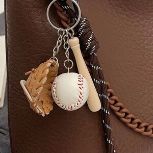 Baseball Keychain with Bat and Glove
